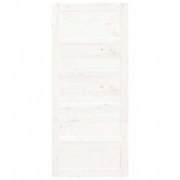 Ușă de hambar, alb, 90x1,8x204,5 cm, lemn masiv de pin - Img 4