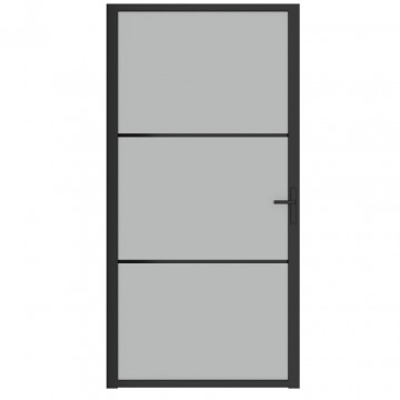 Ușă de interior, 102,5x201,5 cm, Negru, sticlă mată și aluminiu - Img 3