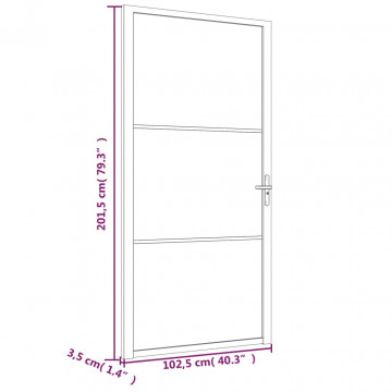 Ușă de interior, 102,5x201,5 cm, Negru, sticlă mată și aluminiu - Img 5