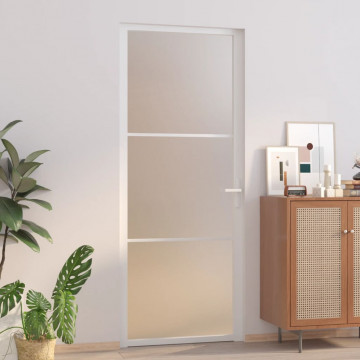 Ușă de interior, 83x201,5 cm, alb, sticlă mată și aluminiu - Img 1