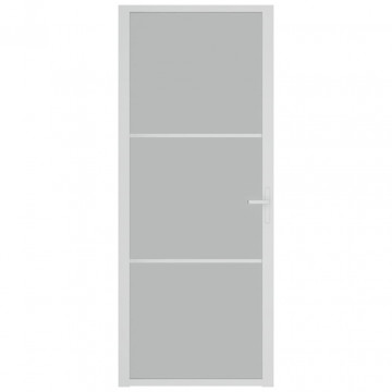 Ușă de interior, 83x201,5 cm, alb, sticlă mată și aluminiu - Img 3