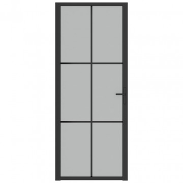 Ușă de interior, 83x201,5 cm, sticlă neagră mată și aluminiu - Img 3
