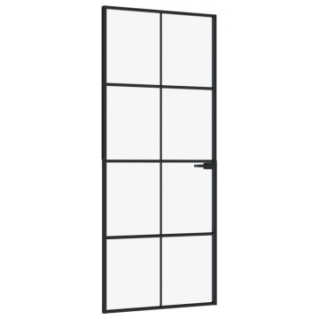 Ușă de interior negru 83x201,5 cm sticlă securiz./aluminiu slim - Img 2