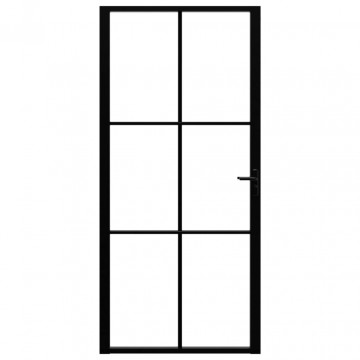 Ușă de interior, negru, 93x201,5 cm, sticlă ESG și aluminiu - Img 3
