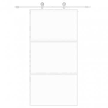 Ușă glisantă, alb, 102,5x205 cm, sticlă securizată/aluminiu - Img 3