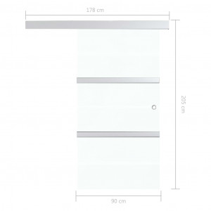 Ușă glisantă, argintiu, 90 x 205 cm, sticlă ESG și aluminiu - Img 6