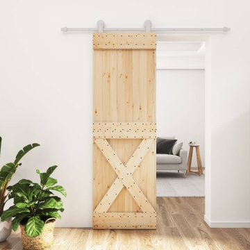 Ușă glisantă cu set de feronerie 70x210 cm, lemn masiv de pin - Img 1