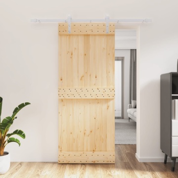 Ușă glisantă cu set de feronerie 85x210 cm, lemn masiv de pin - Img 1
