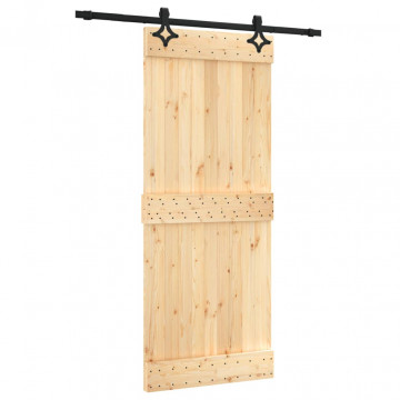 Ușă glisantă cu set de feronerie 85x210 cm, lemn masiv de pin - Img 2