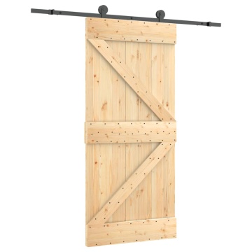 Ușă glisantă cu set de feronerie 95x210 cm, lemn masiv de pin - Img 2