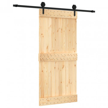 Ușă glisantă cu set de feronerie 95x210 cm, lemn masiv de pin - Img 2