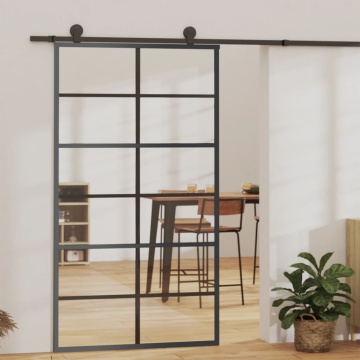 Ușă glisantă cu set feronerie, 102x205 cm, sticlă ESG/aluminiu - Img 1