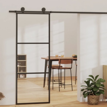 Ușă glisantă cu set feronerie, 76x205 cm, sticlă ESG/aluminiu - Img 1