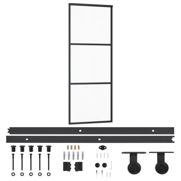 Ușă glisantă cu set feronerie, 76x205 cm, sticlă ESG/aluminiu - Img 2