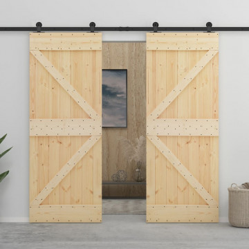 Ușă glisantă cu set feronerie, 90 x 210 cm, lemn masiv de pin - Img 1