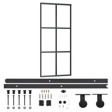 Ușă glisantă cu set feronerie, 90x205 cm, sticlă ESG/aluminiu - Img 2