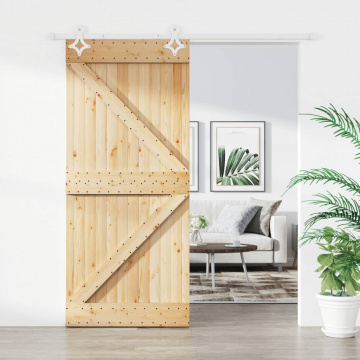 Ușă glisantă cu set feronerie, 90x210 cm, lemn masiv de pin - Img 1