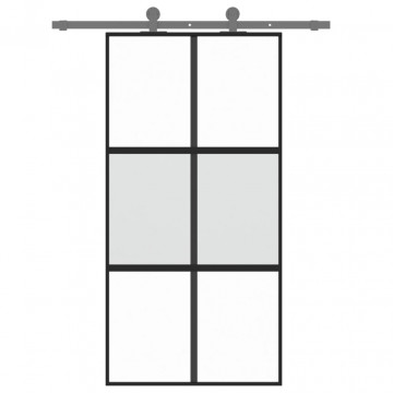 Ușă glisantă, negru, 102,5x205 cm, sticlă securizată/aluminiu - Img 3