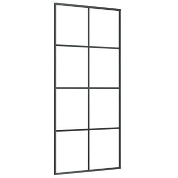 Ușă glisantă, negru, 90x205 cm, sticlă ESG și aluminiu - Img 2