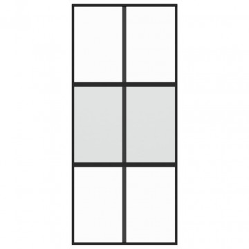 Ușă glisantă, negru, 90x205 cm, sticlă securizată și aluminiu - Img 4