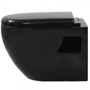 Vas de toaletă suspendat cu rezervor încastrat, negru, ceramică - Img 7