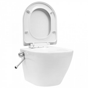 Vas WC suspendat fără ramă cu funcție de bideu, alb, ceramică - Img 2