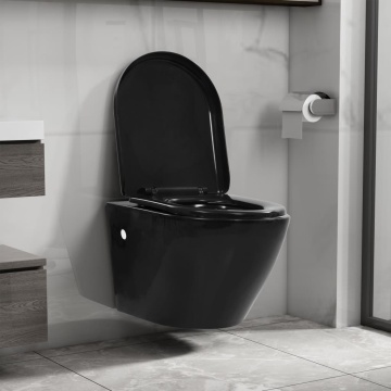 Vas WC suspendat fără ramă, negru, ceramică - Img 1