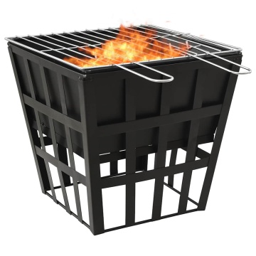 Vatră de foc 2-in-1 cu grătar, 34x34x48 cm, oțel - Img 1