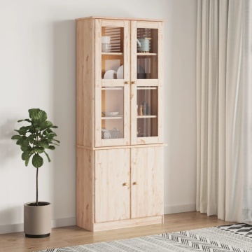 Vitrine din sticlă „ALTA” 77x35x186,5 cm, lemn masiv de pin - Img 1