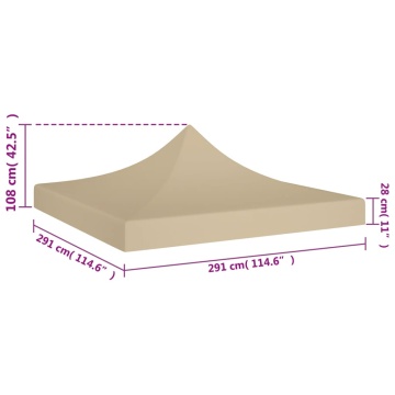 Acoperiș pentru cort de petrecere, bej, 3 x 3 m, 270 g/m² - Img 5