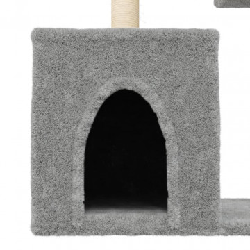 Ansamblu de pisici, stâlpi din funie sisal, gri deschis, 86 cm - Img 6
