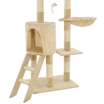 Ansamblu pisici cu stâlpi din funie de sisal, 138 cm, bej - Img 7