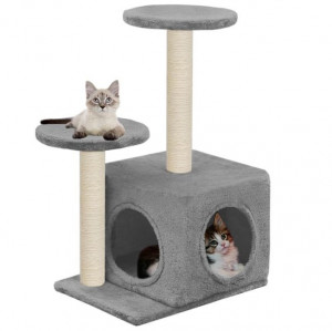 Ansamblu pisici cu stâlpi din funie de sisal, 60 cm gri - Img 1