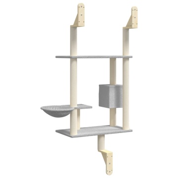 Ansamblu pisici perete cu stâlp zgâriere, gri deschis, 153 cm - Img 5