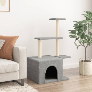 Ansamblu pisici, stâlpi din funie sisal, gri deschis, 110 cm - Img 3