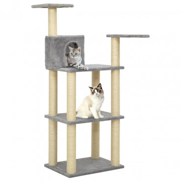 Ansamblu pisici, stâlpi din funie sisal, gri deschis, 119 cm - Img 1