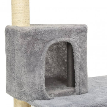 Ansamblu pisici, stâlpi din funie sisal, gri deschis, 119 cm - Img 5