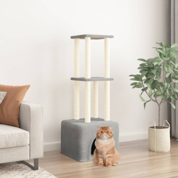 Ansamblu pisici, stâlpi din funie sisal, gri deschis, 133,5 cm - Img 1