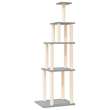 Ansamblu pisici, stâlpi din funie sisal, gri deschis, 183 cm - Img 2