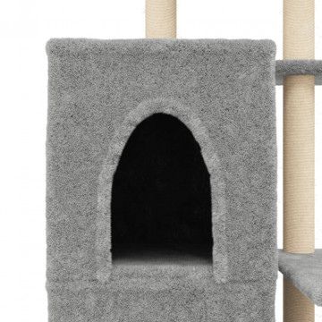 Ansamblu pisici, stâlpi din funie sisal, gri deschis, 97 cm - Img 6