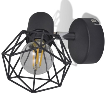 Aplice perete cadru sârmă, stil industrial, negru, bec cu filament LED - Img 6