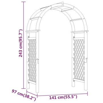 Arcadă cu spalier, 141x97x243 cm, lemn masiv de pin tratat - Img 5