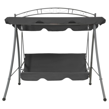 Balansoar extensibil cu copertină antracit 198x120x205 cm oțel - Img 2