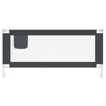 Balustradă de protecție pat copii, gri închis, 200x25 cm textil - Img 3