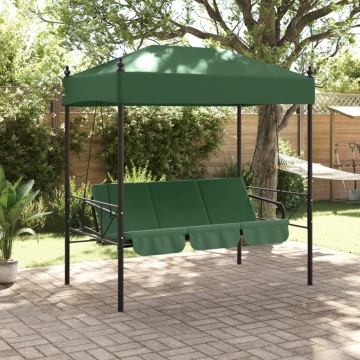Bancă balansoar de grădină cu copertină, verde, oțel - Img 3
