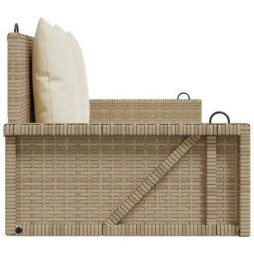 Bancă de balansoar cu perne, bej, 119x56x48 cm, poliratan - Img 8
