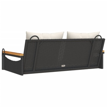 Bancă de balansoar cu perne, negru, 109x62x40 cm, poliratan - Img 5