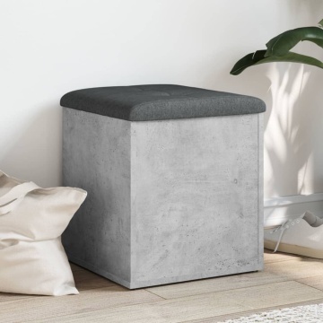 Bancă de depozitare, gri beton, 42x42x45 cm, lemn prelucrat - Img 1