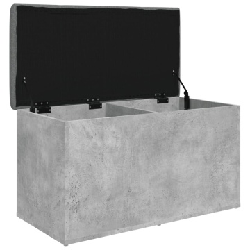 Bancă de depozitare, gri beton, 82x42x45 cm, lemn prelucrat - Img 4