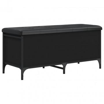 Bancă de depozitare, negru, 102x42x45 cm, lemn prelucrat - Img 2
